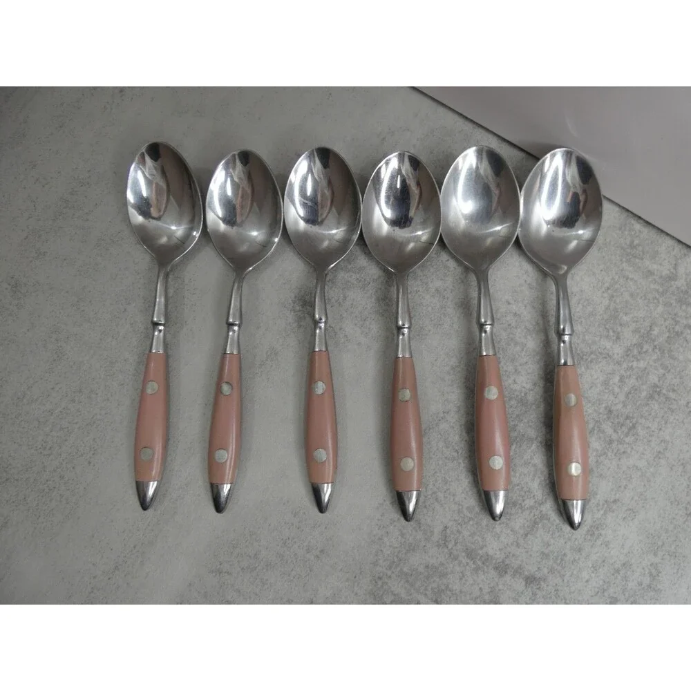 WF Washington Forge Carousel Pink Set of 6 Teaspoons Stainless Steel 6 1/8